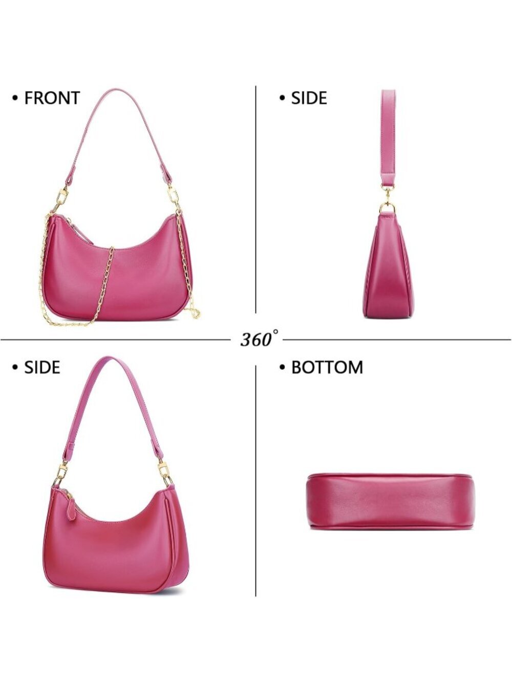 Women's Bags Rosered Leather Hobo Shoulder Handbag Retro Clutch Stylish Purse - Picture 6 of 6
